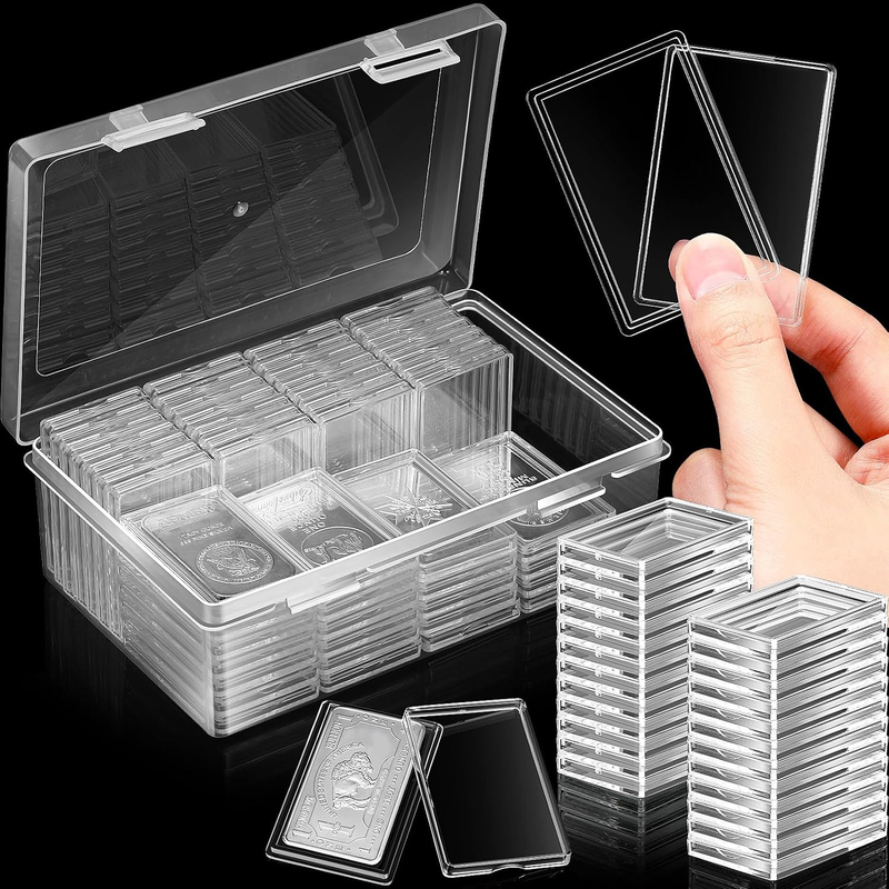 Batiyeer 50 Pcs 1 Oz Silver Bar Holder Cases, Capsules for Silver Bars