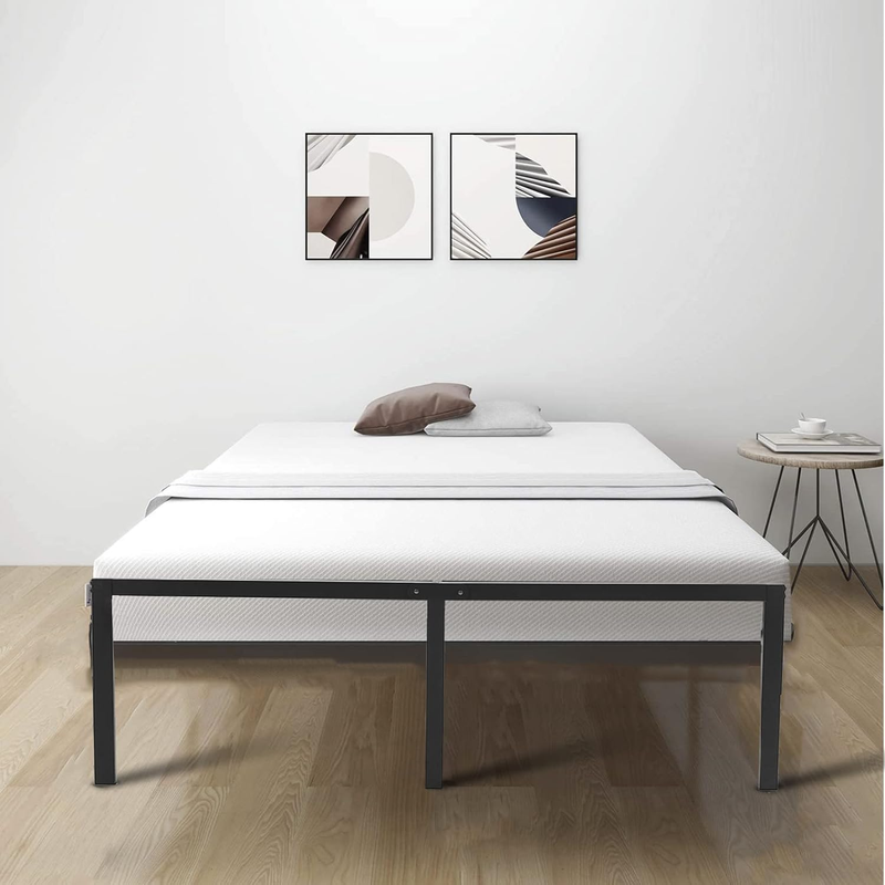 Metal Bed Frame Queen - Black Metal Platform Bed 14 Inch with Storage, Heavy Dut