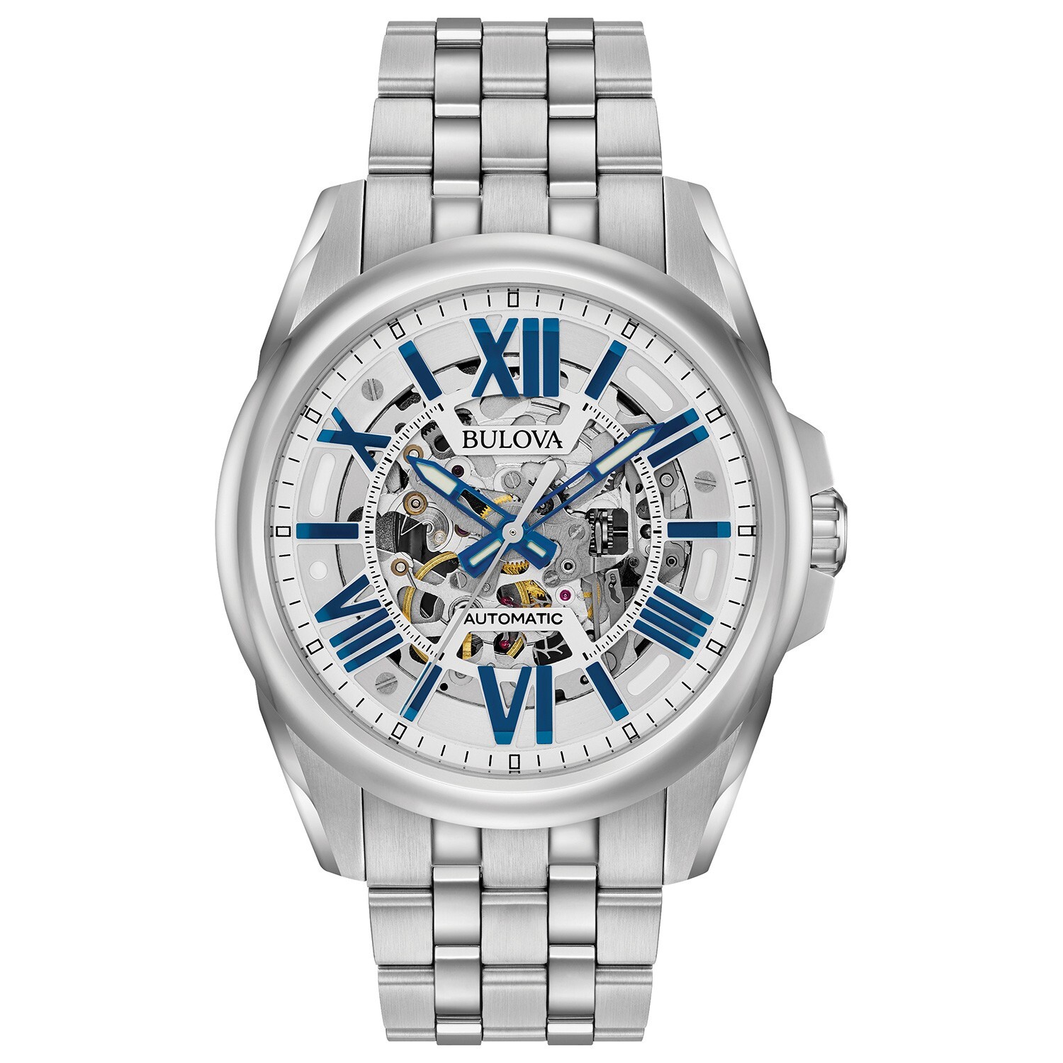 Pre-owned Bulova Classic Sutton Automatic Men's Silver Stainless Steel Watch 43 Mm 96a187