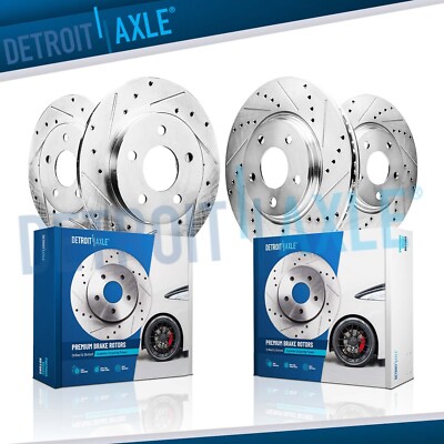 4pc Front Rear Drilled Slotted Disc Brake Rotors Kit for Ford Fusion Lincoln MKZ