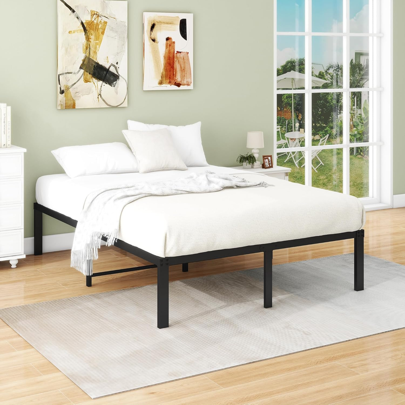 Full Bed Frame, Metal Platform Double Bed Frame, 14 inch, No Box Spring Needed,
