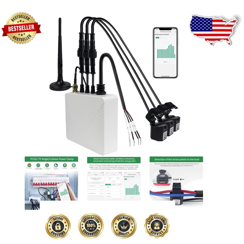 Compact Smart Home Energy Monitor with Real-Time Data & 80A