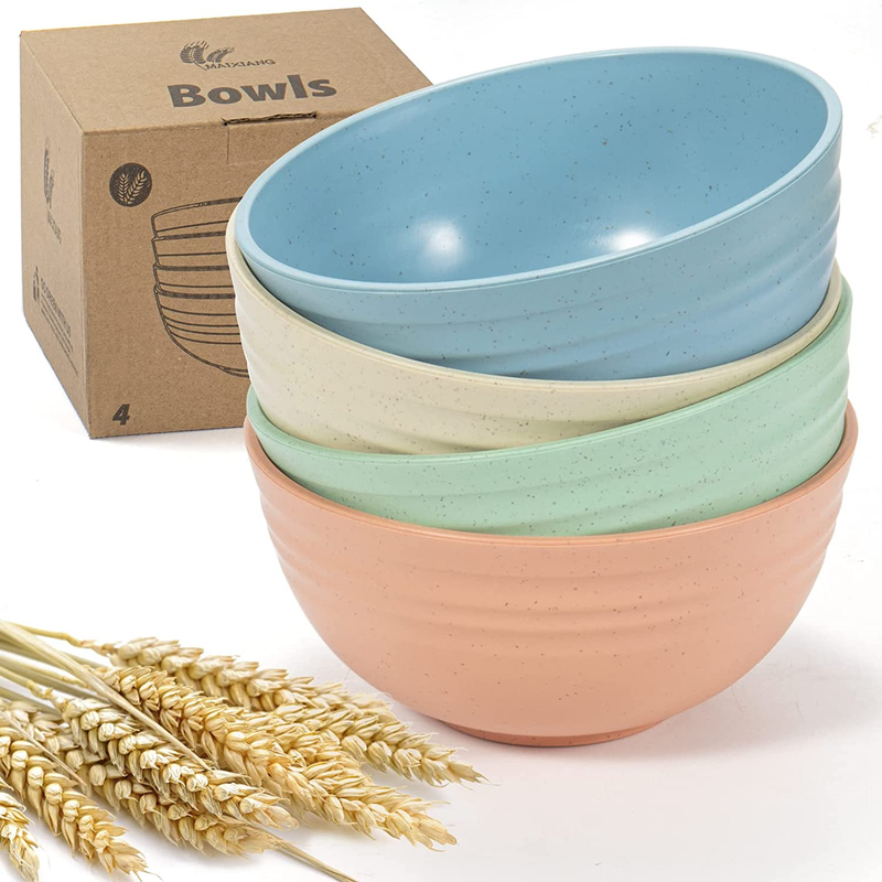 Cereal Bowls-Set of 4 Wheat Straw Fiber Bowls Unbreakable