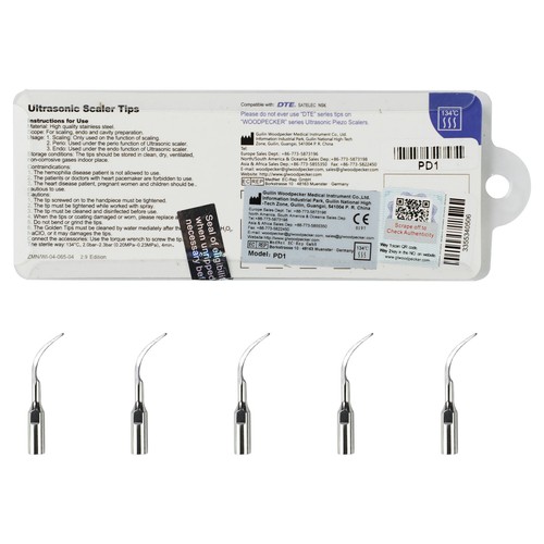5× Dental Ultrasonic Piezo Scaler Tips Kit GD1 GD2 GD4 PD1 FIT DTE SATELEC NSK