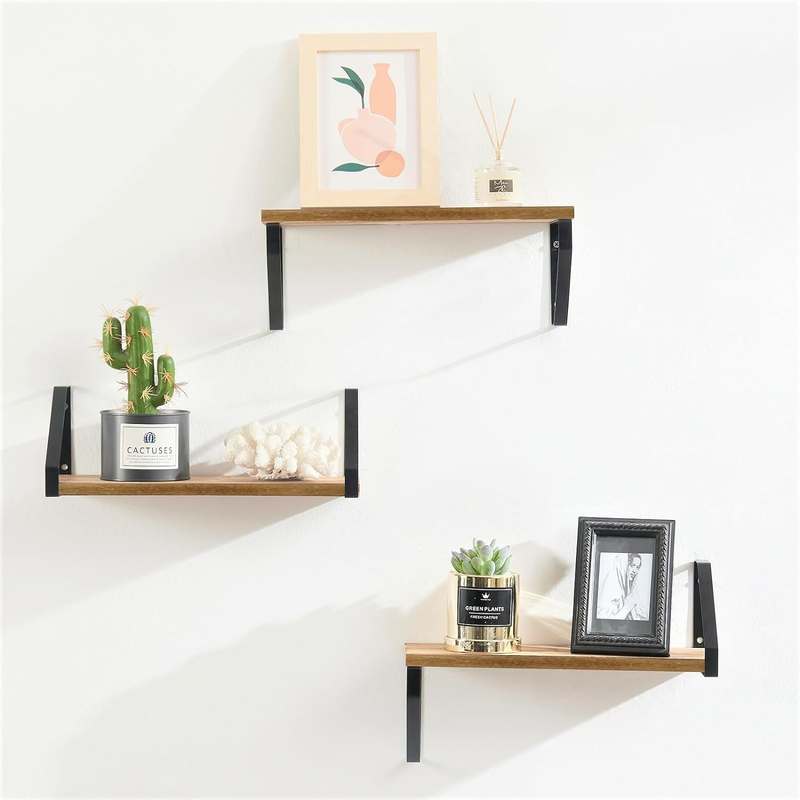 Floating Wall Shelves for Bedroom/Bathroom, Set of 3, Hangin
