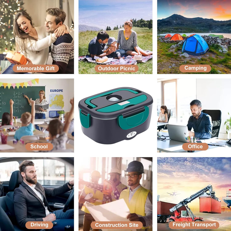 Portable Electric Lunch Box with Fast Charger, Mini Microwave Food Warmer for Ad