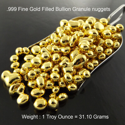 .999 Solid Gold Filled Bullion Granules Recovery Scrap 1 Troy Ounce 31.1grams