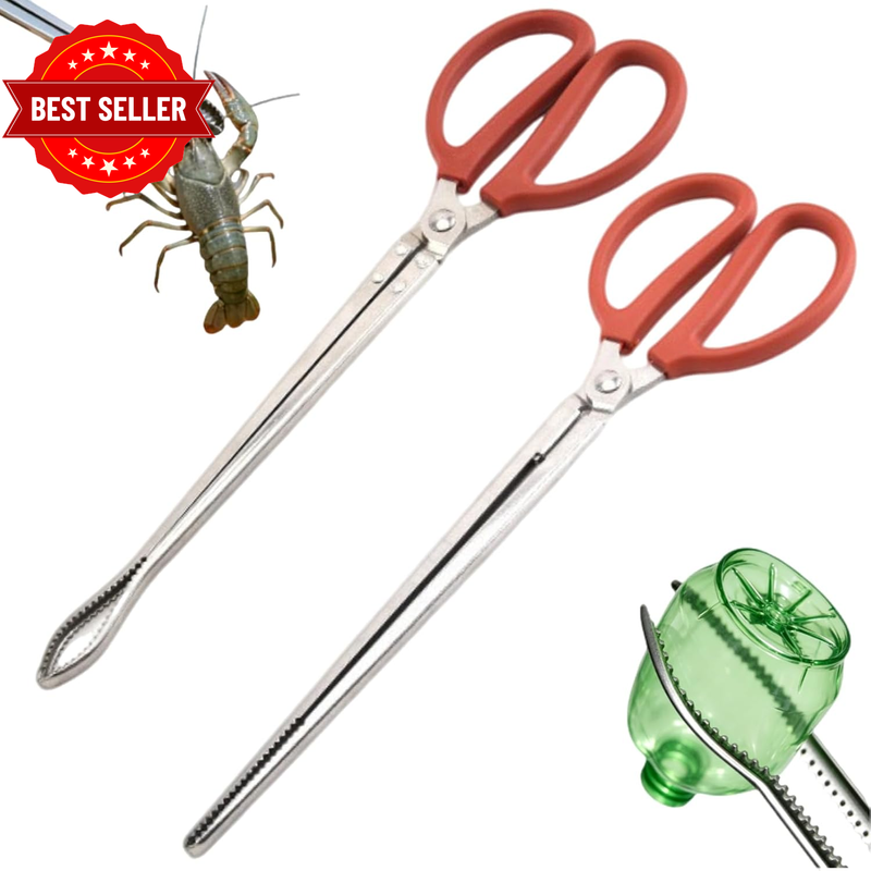 2-Pcs 15 Inch Crab Tongs, Stainless Steel Seafood Clamps for BBQ Cooking