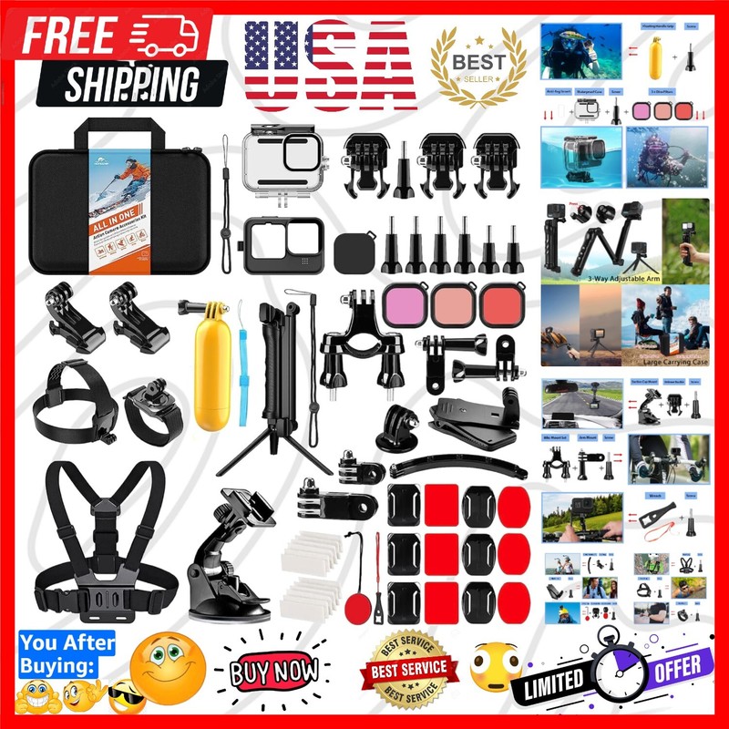 Action Camera Accessories Kit for GoPro Hero 13 12 11