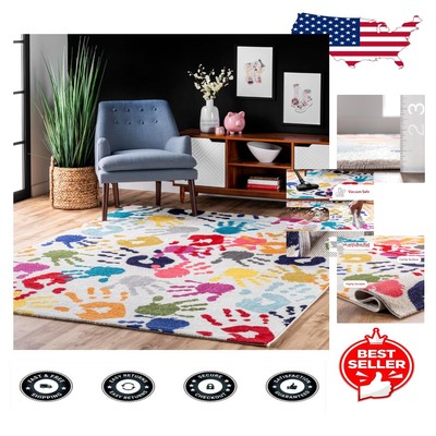 Soft 5x8 Rectangular Graphic Area Rug - Ideal for Living Rooms & Nurseries