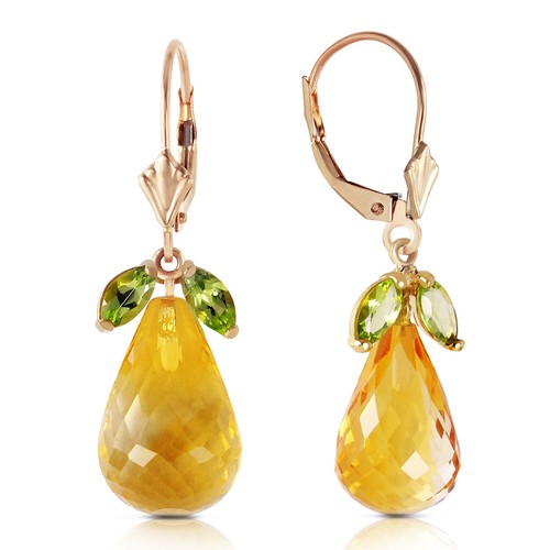 Pre-owned Galaxy Gold Products 14.4 Ctw 14k Solid Yellow Gold Lever Back Earrings Peridot Citrine