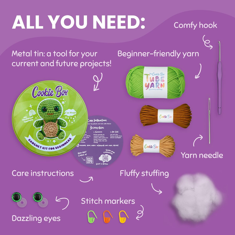 Crochet Kit for Beginners - Learn to Crochet Amigurumi Stuffed Animals - Gift -
