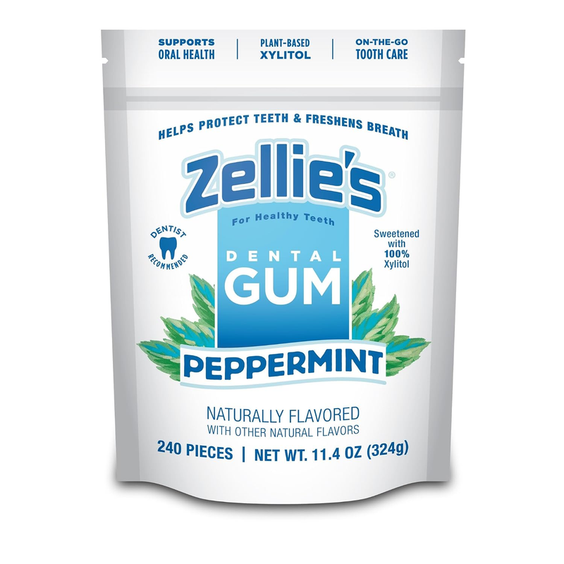 Zellie'S | 100% Xylitol Peppermint Chewing Gum | No Aspartame, Gluten Free, Vega