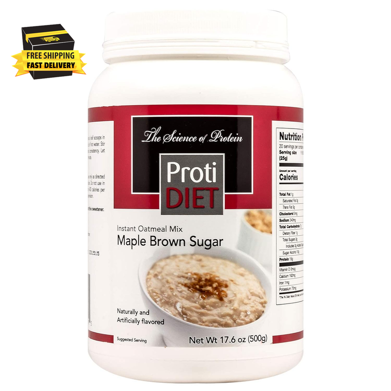 High Protein Maple Brown Sugar Oatmeal, 15G Protein, Low Calorie, Low Carb, Low