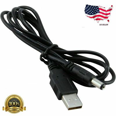 USB to 5.5mm x 2.1mm Barrel Connector 5V DC Power Cable Jack Male, 120cm / 4ft