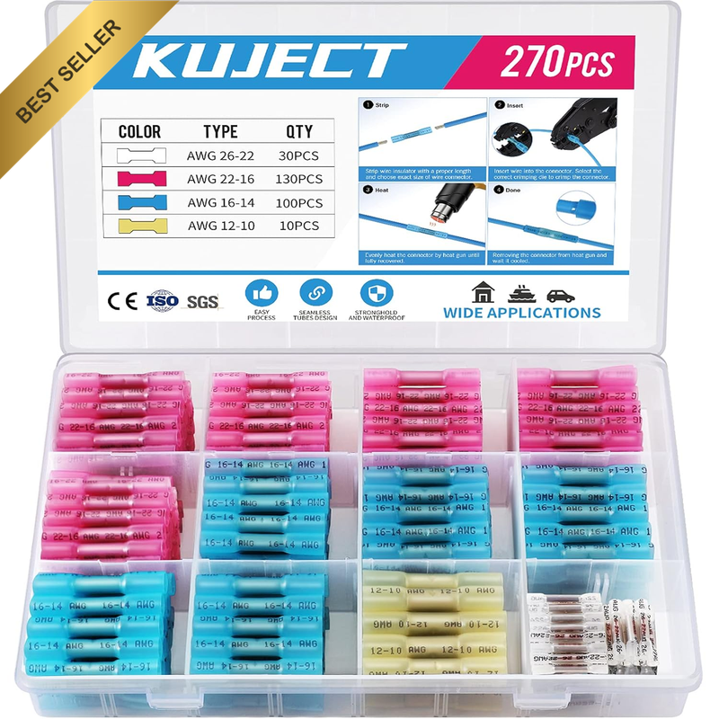 Heat Shrink Wire Connectors, Multipurpose Waterproof Electrical Wire Terminals K