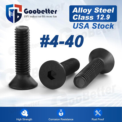#4-40 Flat Head Socket Cap Screws Alloy Steel 12.9 Countersunk Head Allen Hex