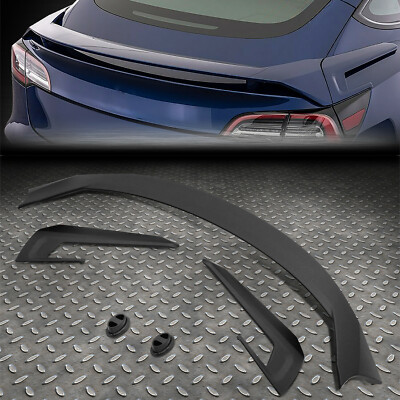 ДЛЯ 17-22 TESLA MODEL 3 3-ШТ МАТОВО-ЧЕРНЫЙ ЗАДНИЙ СПОЙЛЕР БАГАЖНИКА, ГУБА, КРЫЛО, ОБВЕС