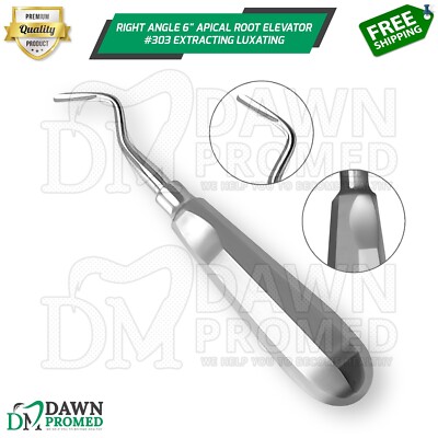 Right Angled 6'' Apical Root Elevator #303 Extracting Luxating Dental Instrument