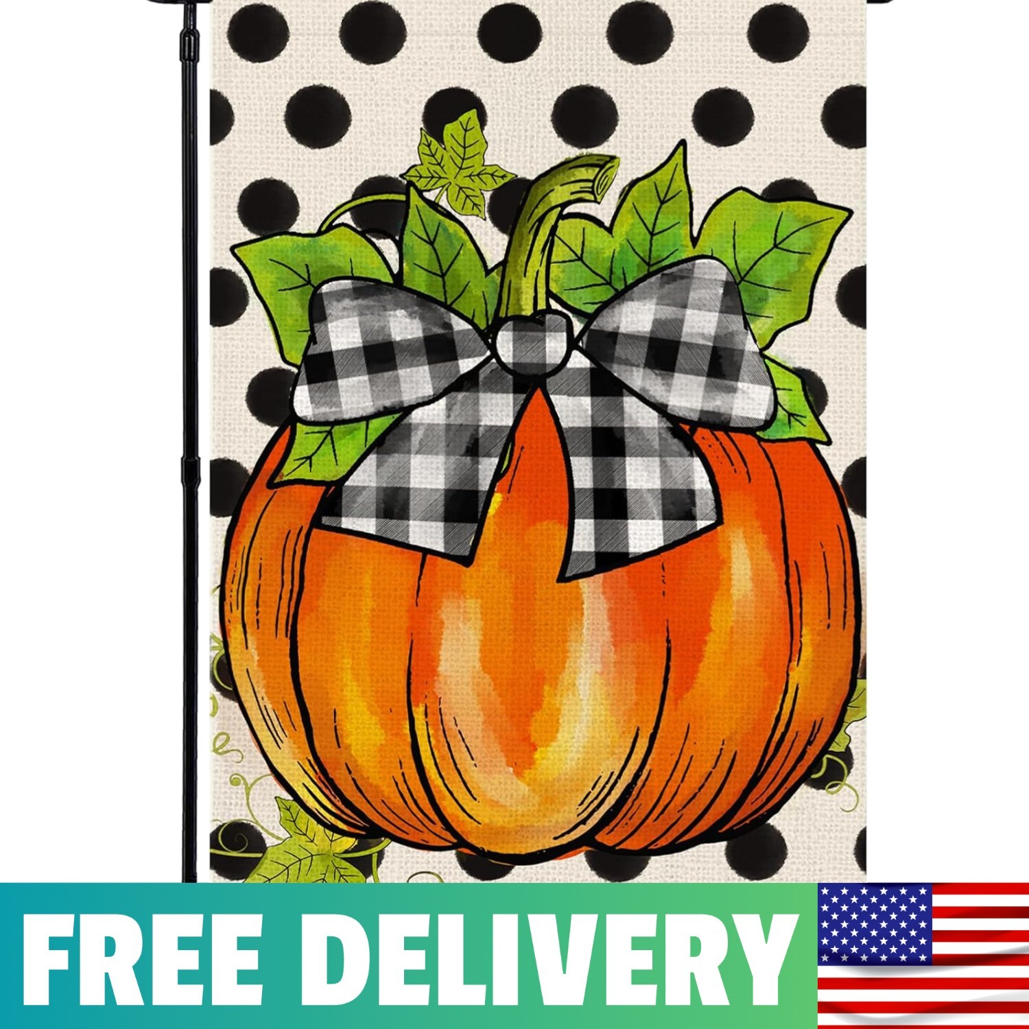 Hello Fall Pumpkin Garden Flag | 12x18 Inch Double Sided & Weather Resistant
