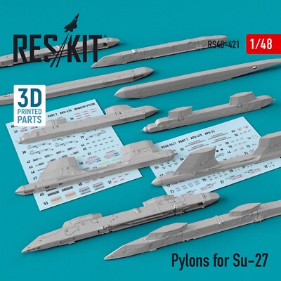 ResKit RS48-0421 Scale 1:48 Pylons for Su-27 (1/48) for plastic scale model kit