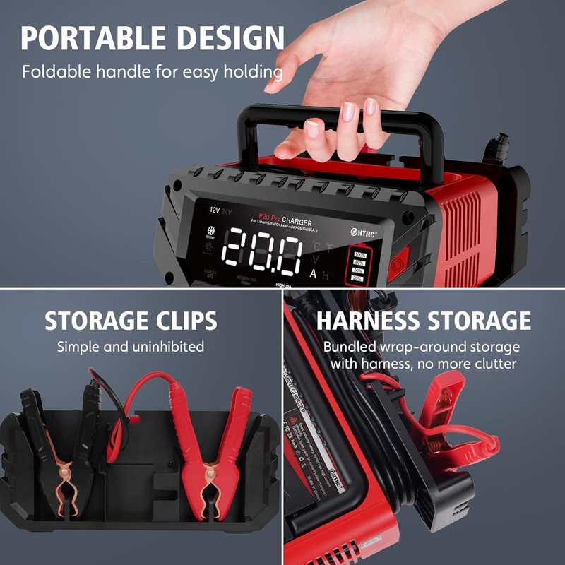 Lithium Lifepo4 Battery Charger,12V 24V Fully Automatic Car Battery Charger, 12