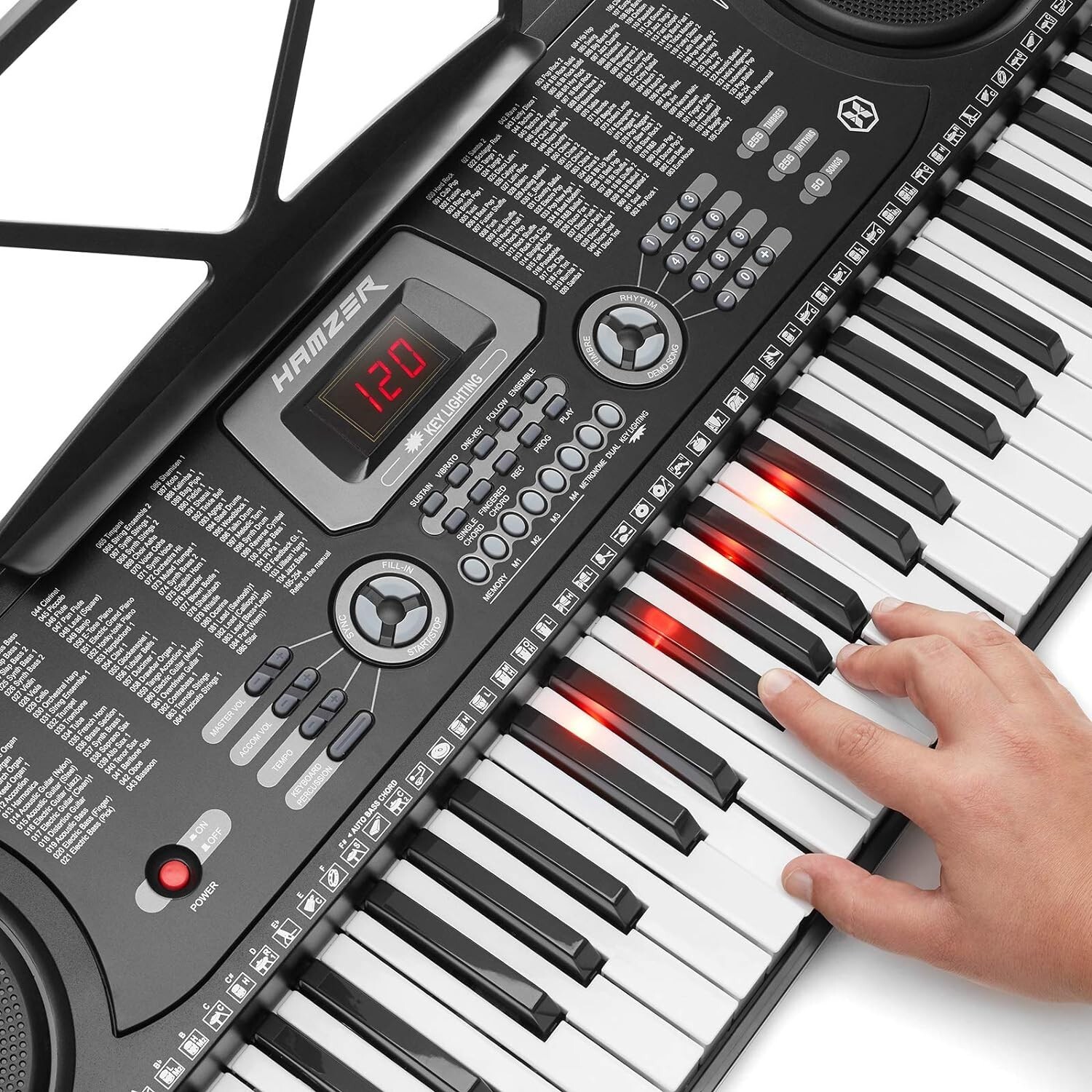 Hamzer 61-Key Electronic Keyboard Portable Digital Music Piano with Lighted Keys