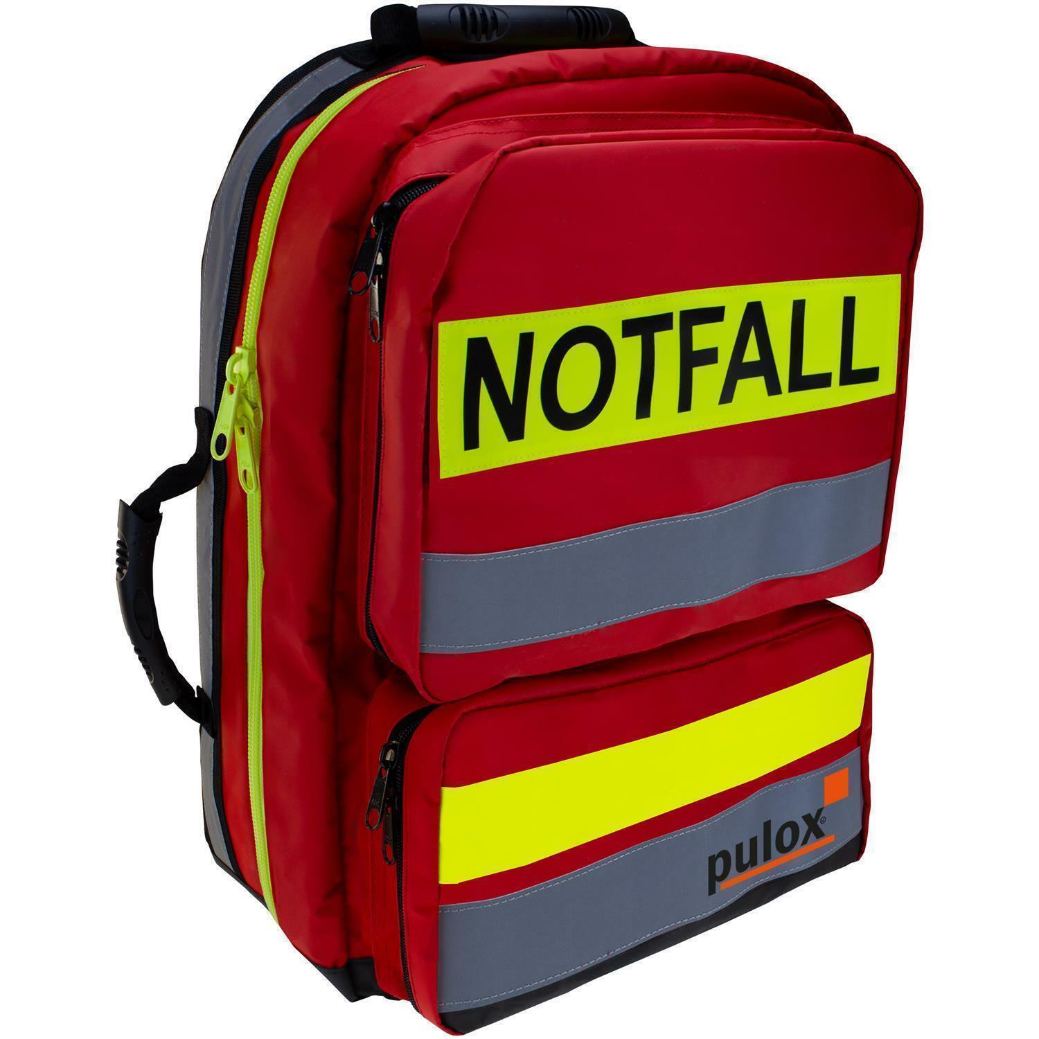 Pulox Erste Hilfe Rucksack, Notfallrucksack rot, aus Plane