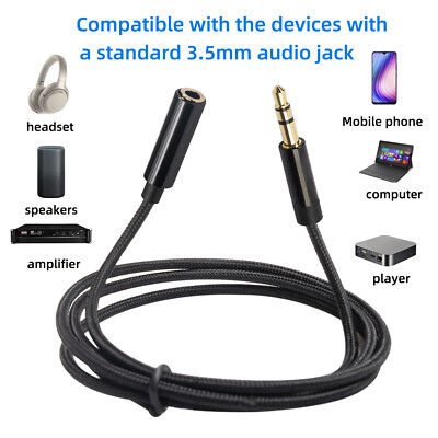 NEW 3.5mm Audio Extension Cable TRRS Stereo Headphone Cord Male to Female AUX 