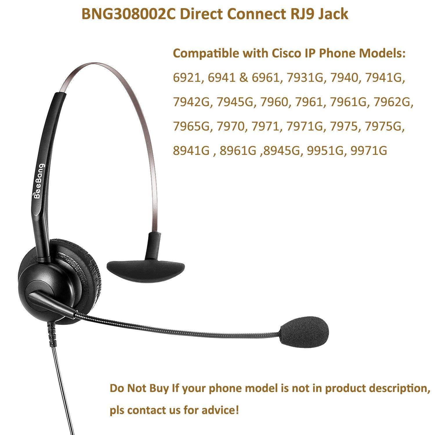 Cisco Headset with RJ9 Jack for Landline Phone Headset with Noise Cancelling and