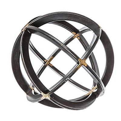 Iron Band Sphere Decorative Metal Black Gold Industrial Modern Home Office Decor