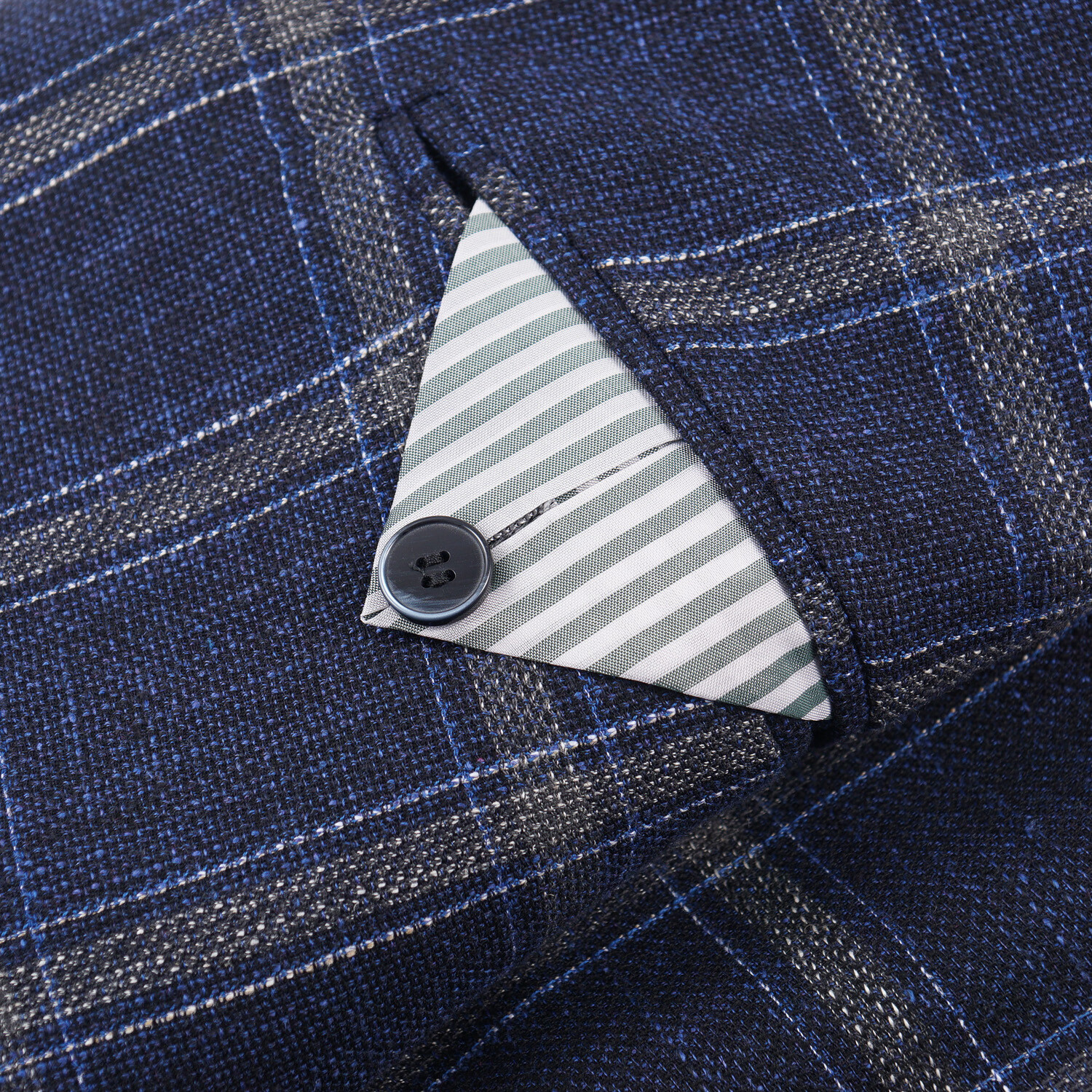 Pre-owned Borrelli Luigi  Soft-constructed Navy Blue Check Wool-cotton-linen Sport Coat 40r