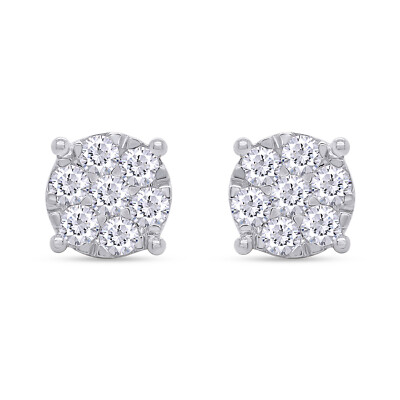 1.2ct Round Cut Lab Created Moissanite Cluster Stud Earrings In Sterling Silver
