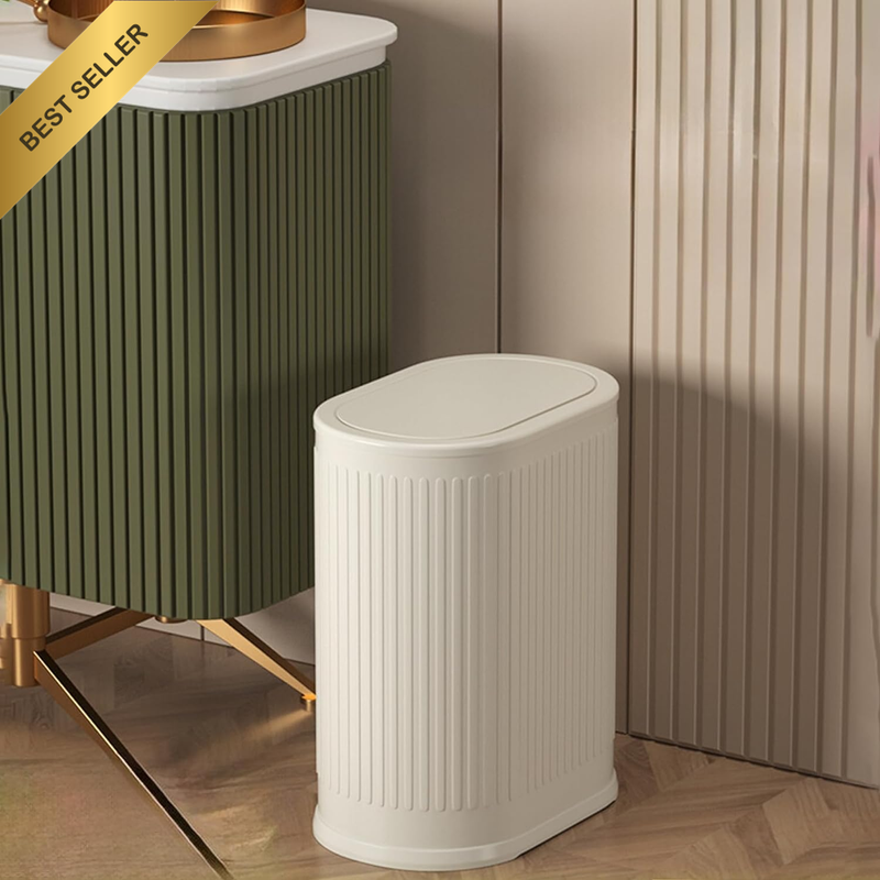 6 Liter Slim Trash Bin with Lid, Small Bathroom Rubbish Bin, Narrow Garbage Bin