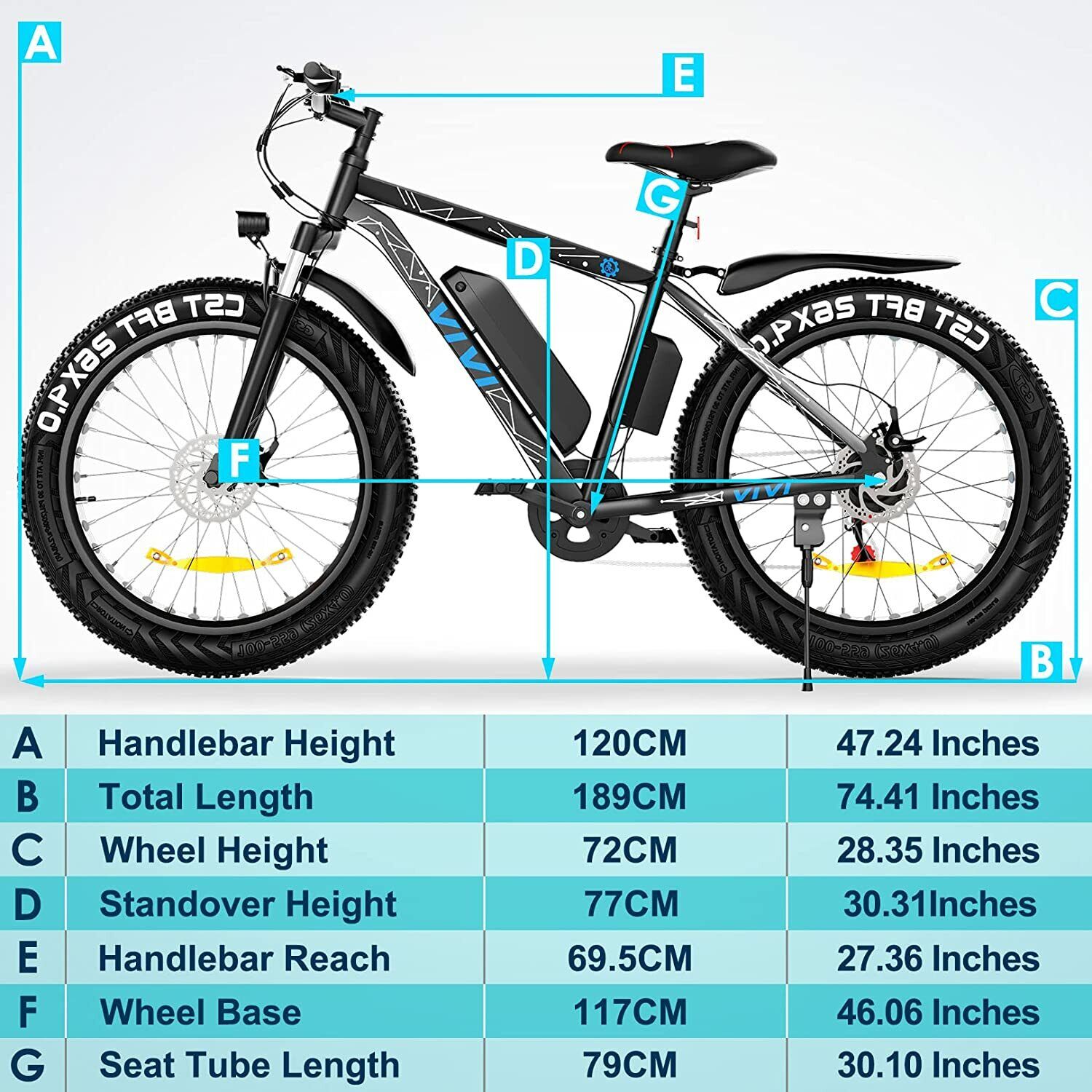 Electric Bicycle for Sale: VIVI 26in Electric Bike Fat Tire 500W EBike Electric Mountain Bicycle Adults_Pro in Hacienda Heights, California