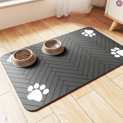 Pet Feeding Mat-Absorbent Pet Placemat for Food and Water Bowl, with Waterproof