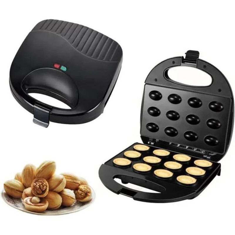 Gaufrier ÃLectrique Noix, Mini Machine Automatique, RevÃªTement AntiadhÃ©Sif, Noir