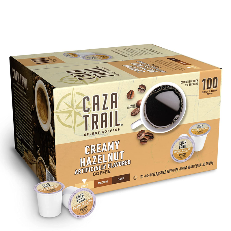 Caza Trail Coffee Pods, Creamy Hazelnut, Single Serve (Pack 
