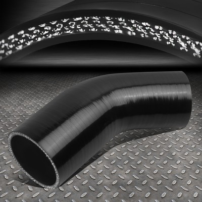4-СЛОЙНЫЙ 2-2,25-ГРАДУСНЫЙ ТРУБОПРОВОД ВПУСКА/ПРОМЕЖУТОЧНОГО ОХЛАДИТЕЛЯ ПОД УГЛОМ 45 ГРАДУСОВ, ЧЕРНЫЙ СИЛИКОНОВЫЙ ШЛАНГ-РЕДУКТОР