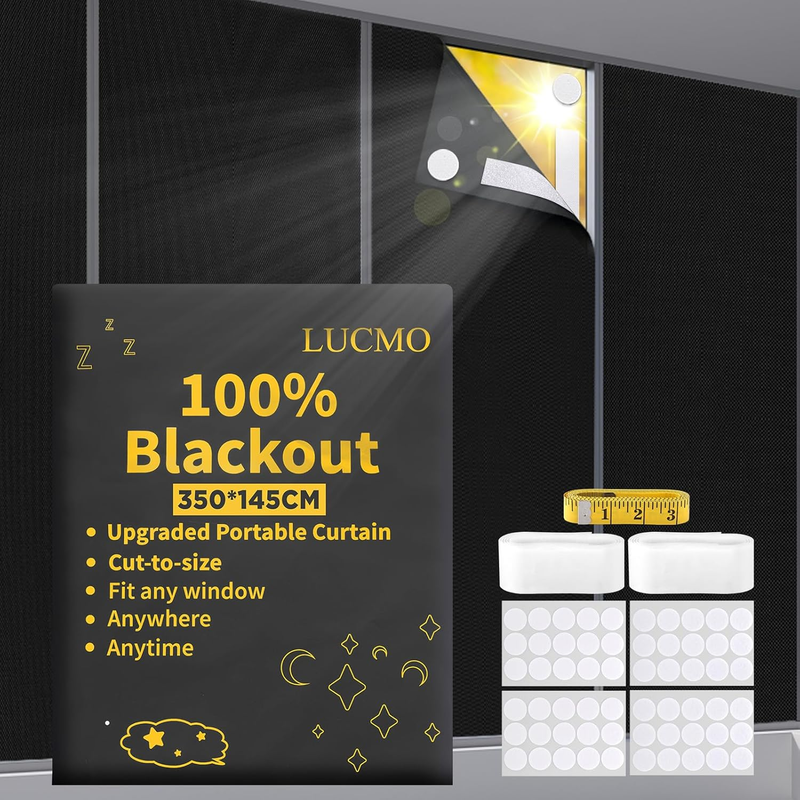 Blackout Blinds 350x145 cm, 100% Blackout Blind Curtain for Window, Portable Bla