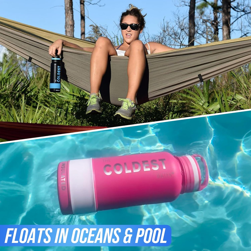 Coldest Sports Water Bottle - (Loop Lid) Leak Proof, Vacuum Insulated Stainless