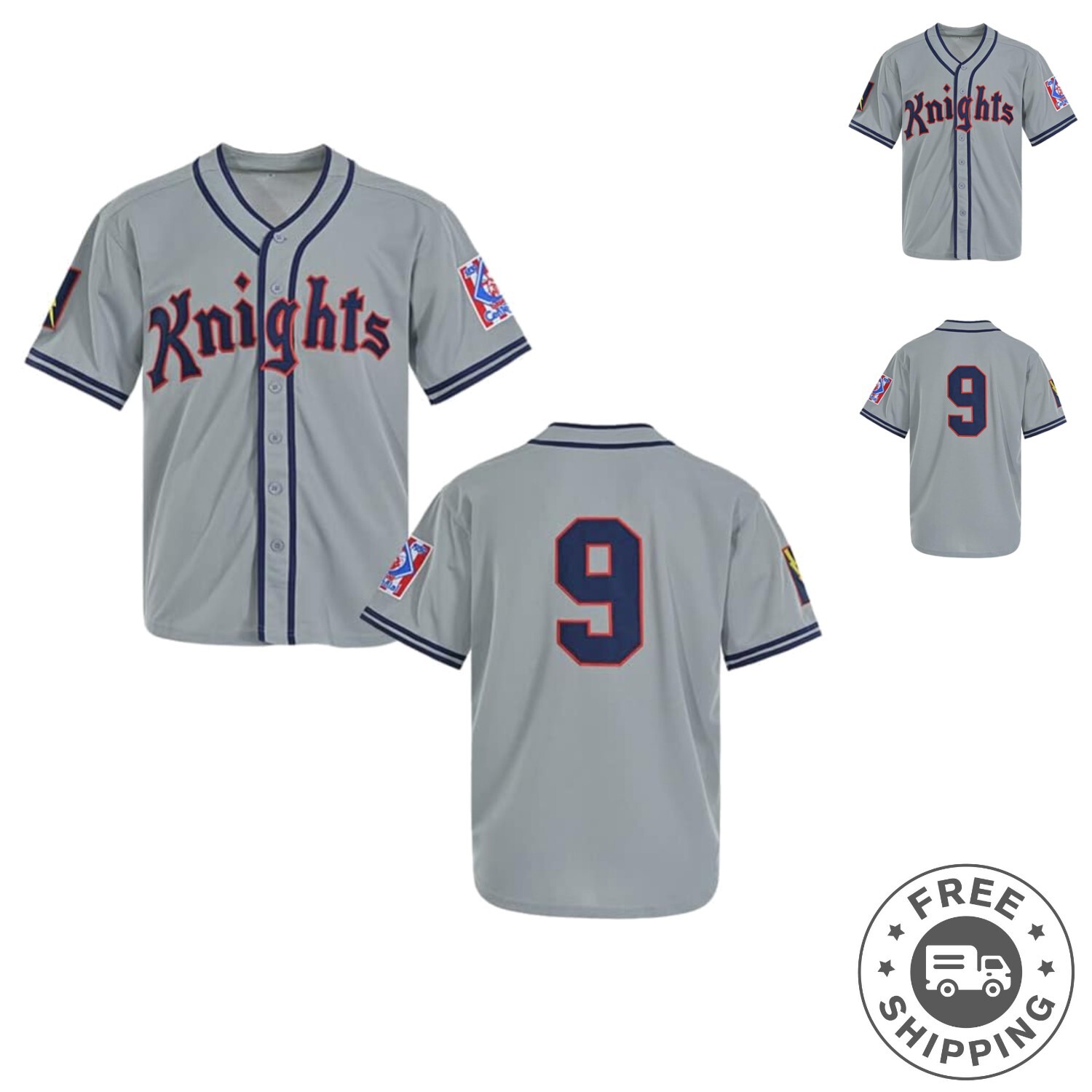 Men's Full Button-down Grey Baseball Jersey - Perfect for