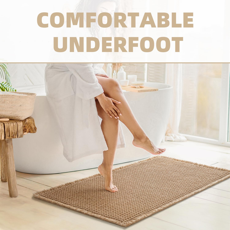 Upgraded Waffle Bath Mat Non Slip Super Absorbent Quick Dry Bath Mats for Bathro