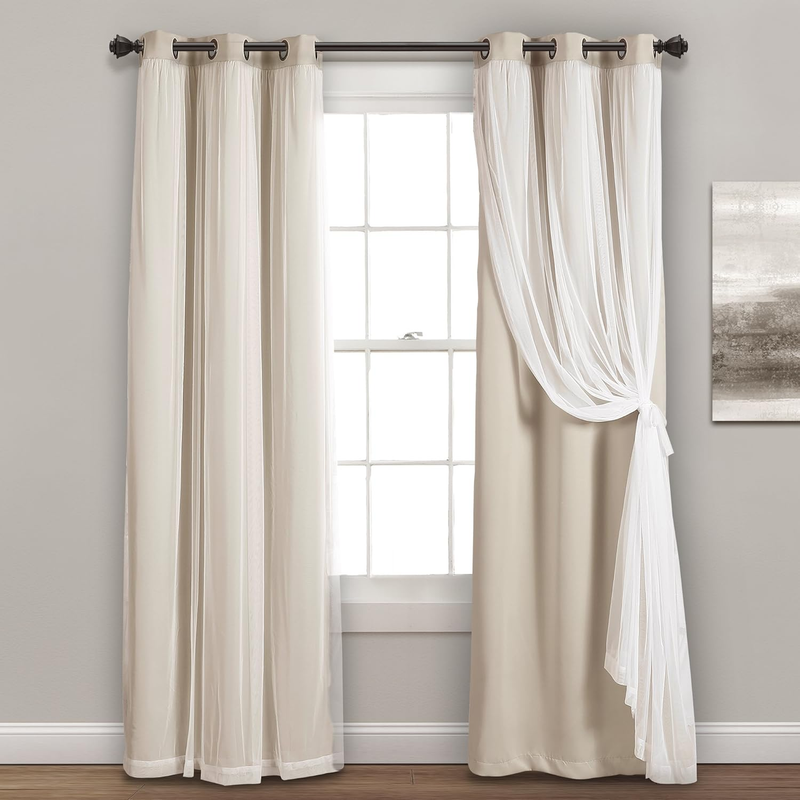 Sheer Grommet Curtains with Insulated Blackout Lining,  Pair, ...