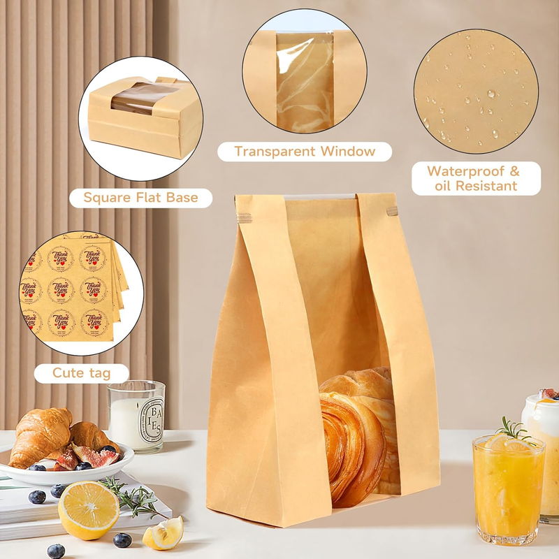 60 Pcs Paper Bread Bags for Homemade Bread Gift Giving, Sourdough Bread Bags wit