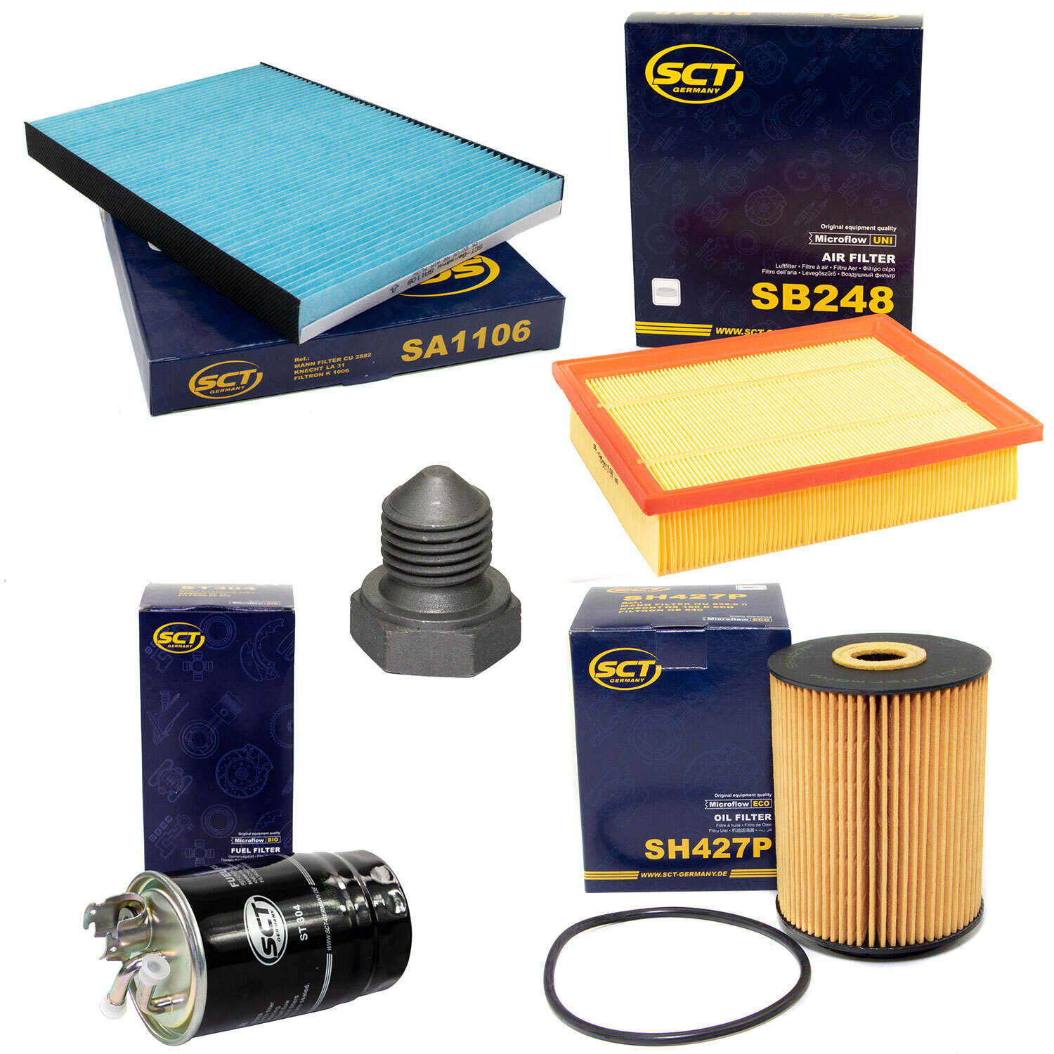 Filter Set Kraftstoff-ÖL-Luft-Innenraum + Ölablassschraube für VW Golf III