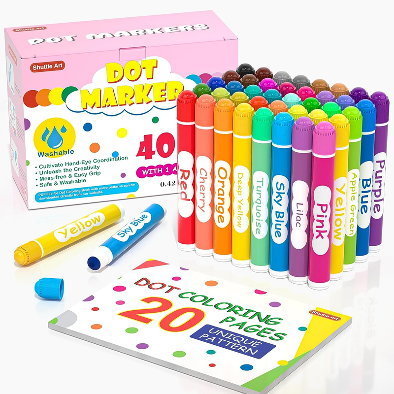 Dot Markers, 40 Colors Washable for Toddlers with Free Activ