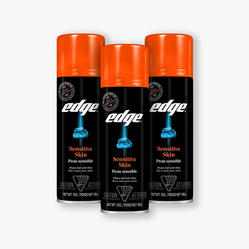 Edge Shave Gel for Men, Sensitive Skin with Aloe, 7Oz (3 Pac