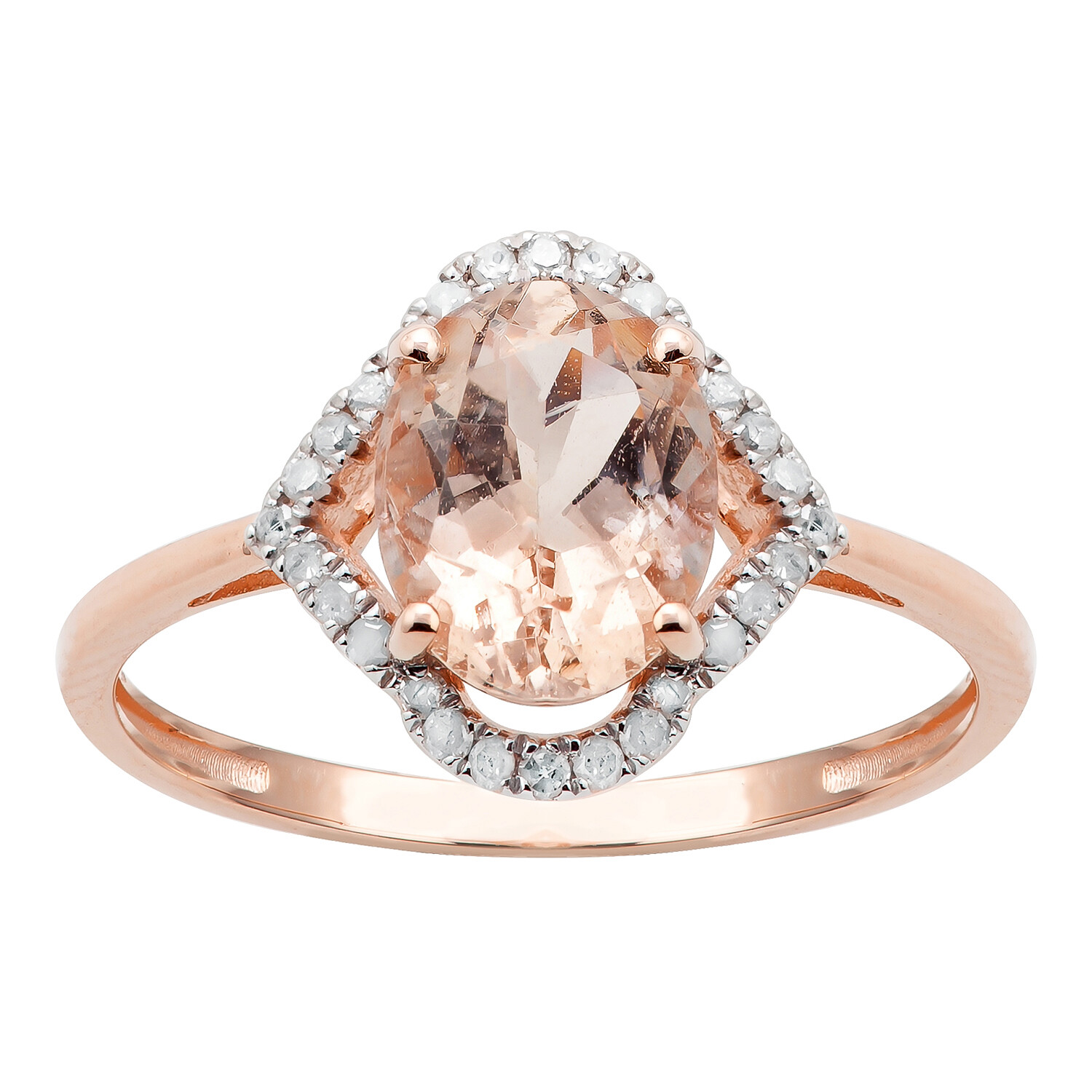 Pre-owned Tiffany & Co 10k Rose Gold 1.20ct Tw Morganite And Diamond Ring - Pink