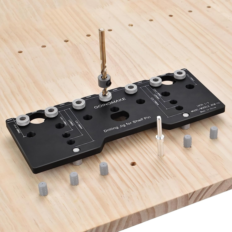 Shelf Pin Jig 1/4 Inch Aluminum Alloy Shelf Pin Drilling Jig Drill Guide for Str